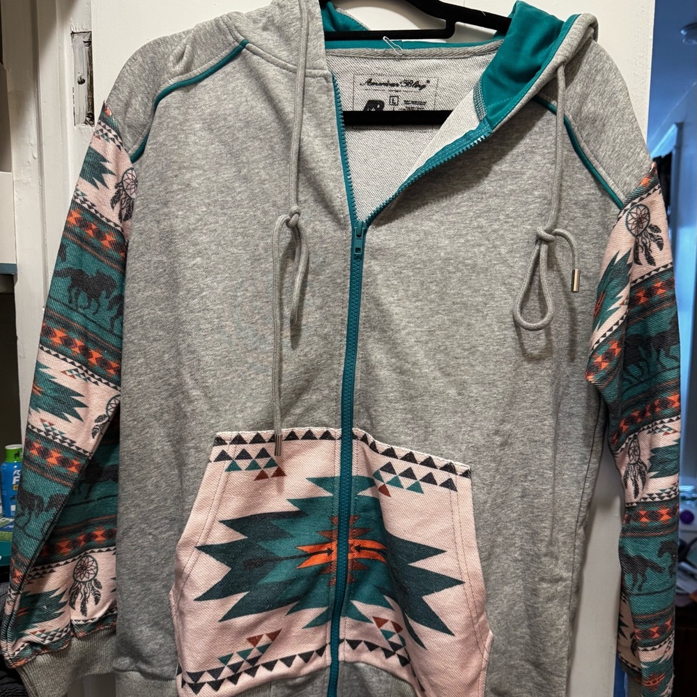 NWT Montana West American Bling Aztec Zip Up Hoodie